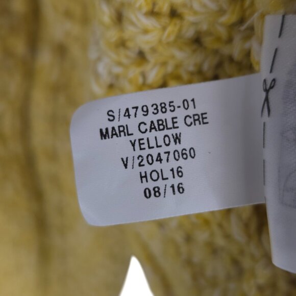 Banana Republic Cable-Knit Crewneck Sweater Marled Yellow Preppy Cheery Cotton M - Picture 13 of 16